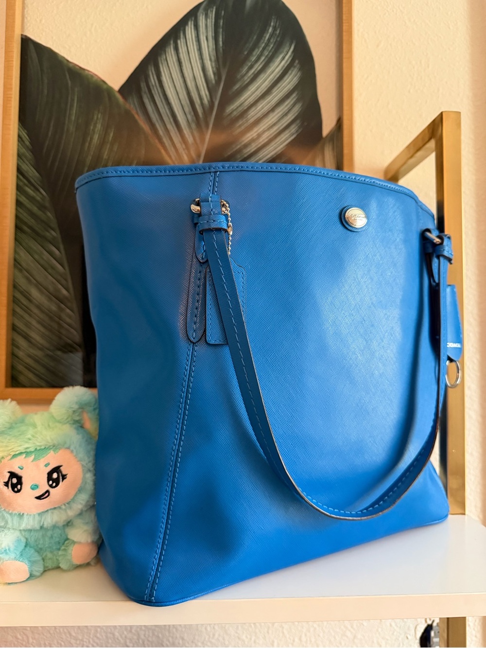 π Coach City Tote F27849 Bright Blue Saffiano Leather Shoulder Bag π - Picture 14 of 16